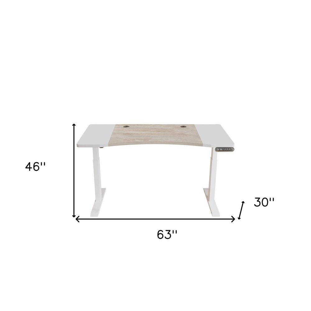 Adjustable Brown and White Standing Desk - 63-inch