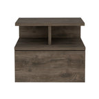 Brown Wood One Drawer Floating Nightstand - 14-inch
