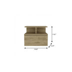 Beige Wood One Drawer Nightstand - 12-inch