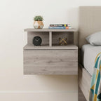 Light Gray Wood One Drawer Nightstand - 12-inch