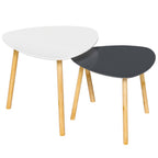 Set of Two 22 Oak and Gray and White Nested Tables