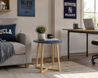 Gray and Natural Solid Wood Round Cross Legs End Table - 20-inch