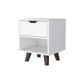 White Wood One Drawer Nightstand - 19-inch