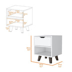 White Wood One Drawer Nightstand - 19-inch