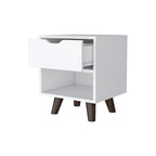 White Wood One Drawer Nightstand - 19-inch