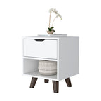 White Wood One Drawer Nightstand - 19-inch