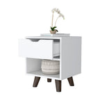 White Wood One Drawer Nightstand - 19-inch