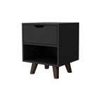 Black Wood One Drawer Nightstand - 19-inch