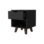 Black Wood One Drawer Nightstand - 19-inch