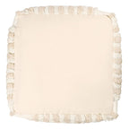 Beige Cotton Cube Striped Pouf Ottoman - 18-inch