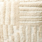 Beige Cotton Cube Striped Pouf Ottoman - 18-inch