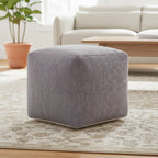Gray Chenille Cube Pouf Ottoman - 18-inch