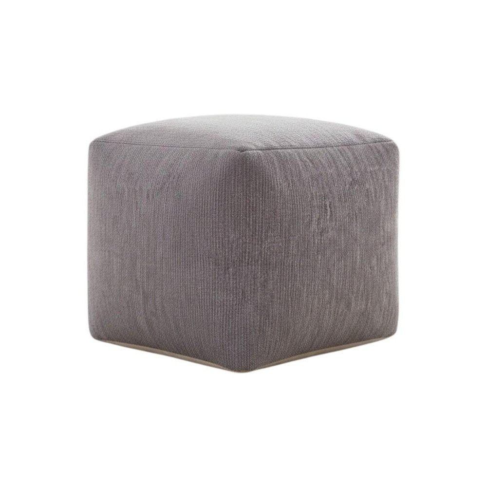 Gray Chenille Cube Pouf Ottoman - 18-inch