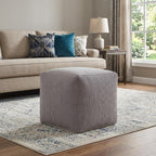 Gray Chenille Cube Pouf Ottoman - 18-inch