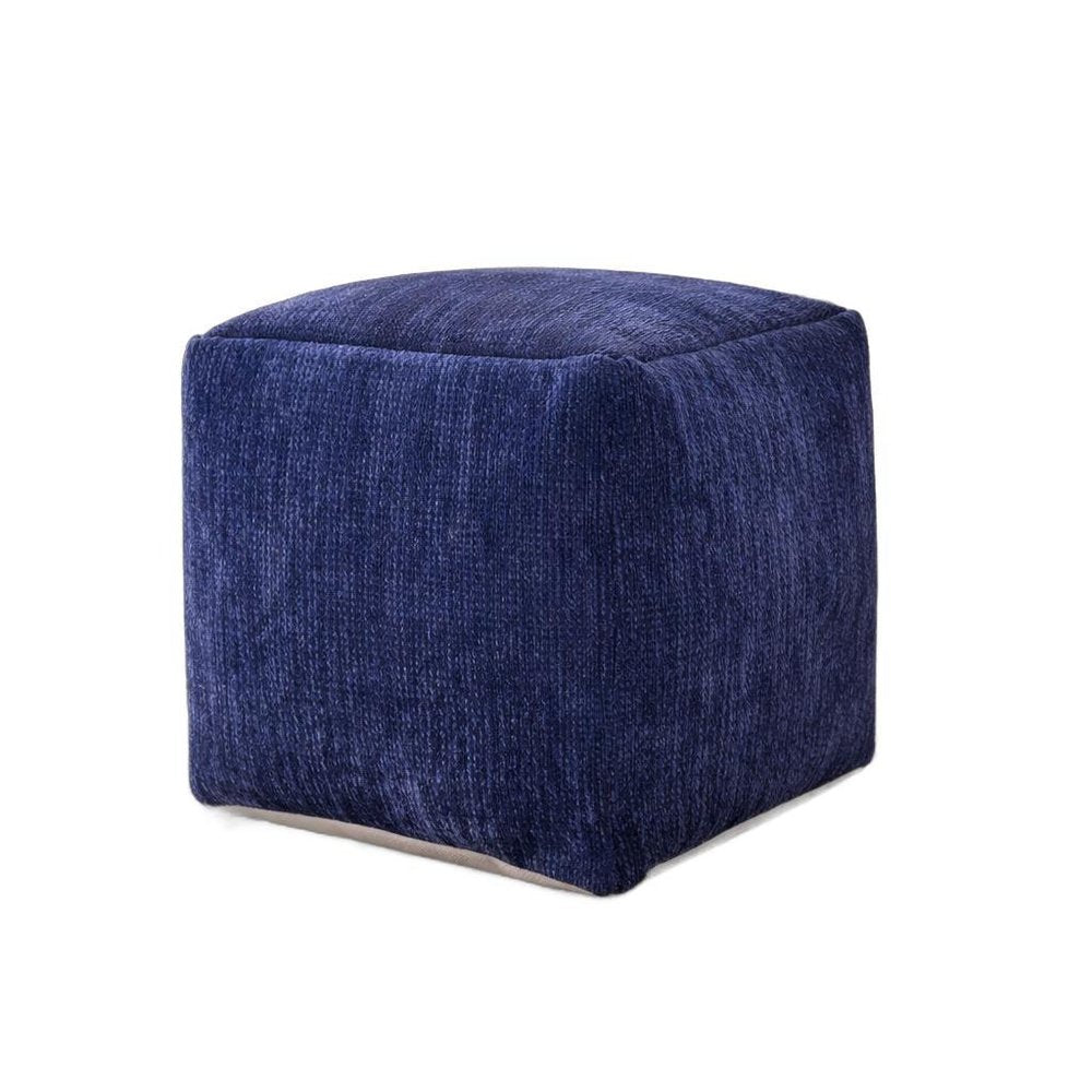 Gray Chenille Cube Pouf Ottoman - 18-inch