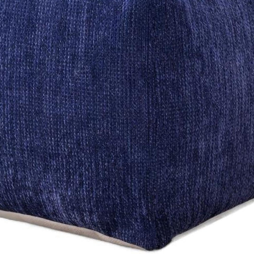 Gray Chenille Cube Pouf Ottoman - 18-inch