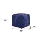 Gray Chenille Cube Pouf Ottoman - 18-inch
