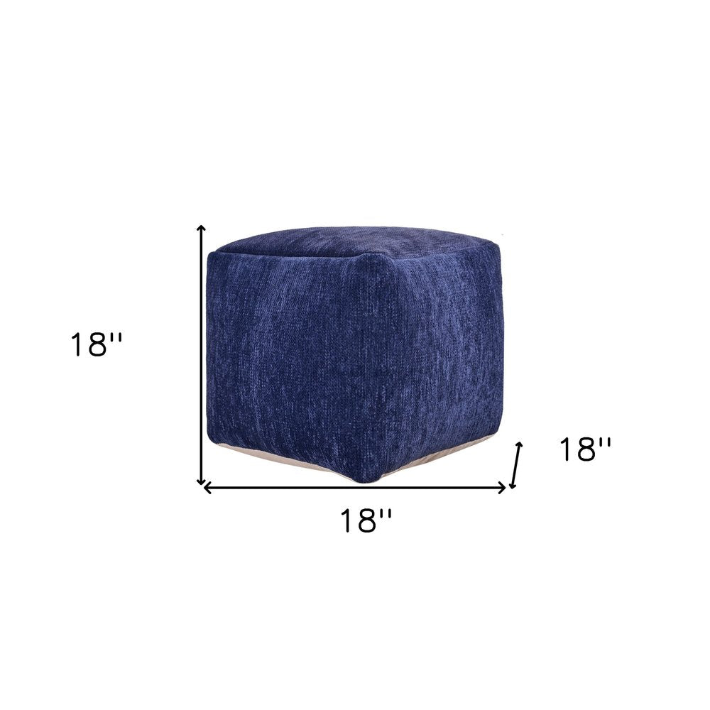 Gray Chenille Cube Pouf Ottoman - 18-inch