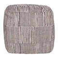 Brown Cotton Cube Geometric Pouf Ottoman - 18-inch