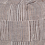 Brown Cotton Cube Geometric Pouf Ottoman - 18-inch