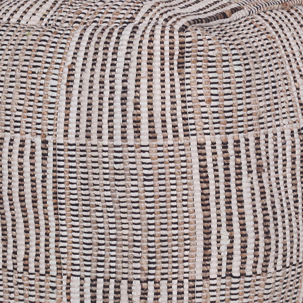 Brown Cotton Cube Geometric Pouf Ottoman - 18-inch