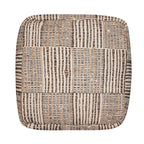 Brown Cotton Cube Geometric Pouf Ottoman - 18-inch