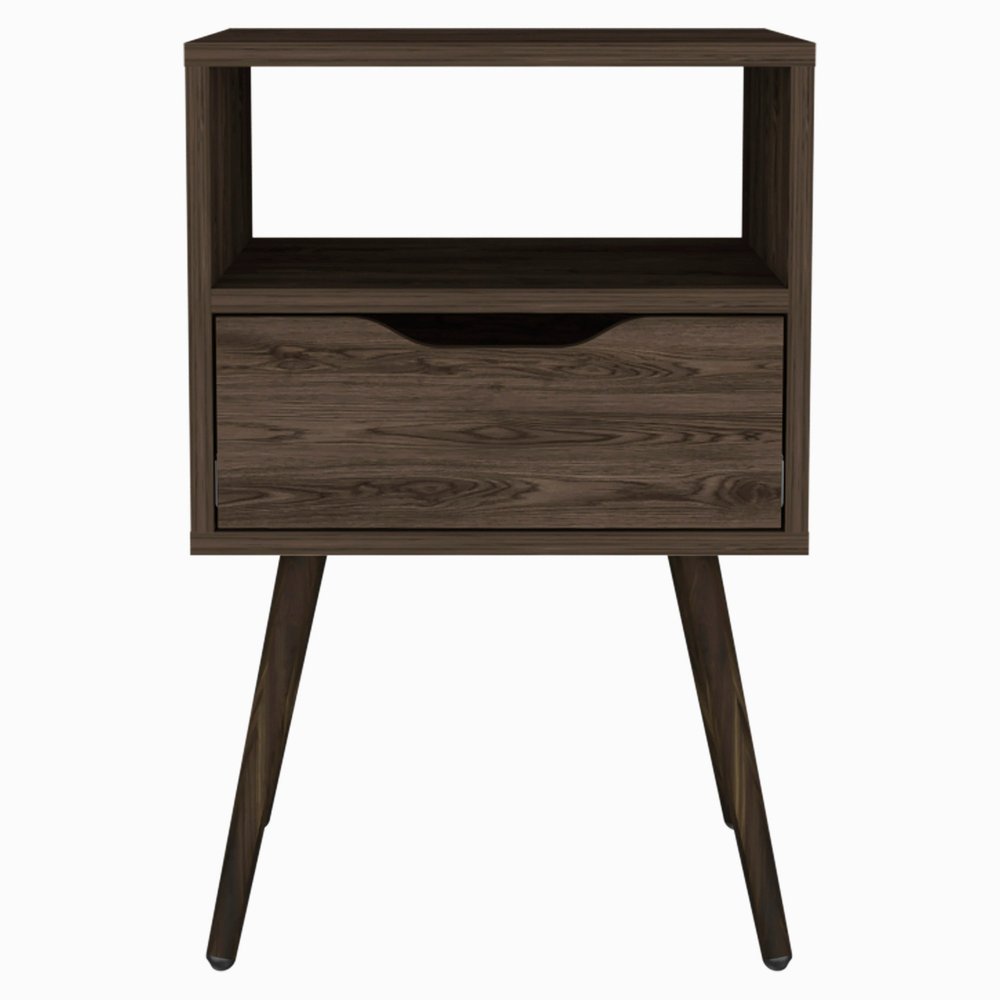 Brown Wood One Drawer Nightstand - 25-inch