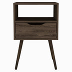 Brown Wood One Drawer Nightstand - 25-inch