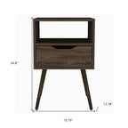 Brown Wood One Drawer Nightstand - 25-inch