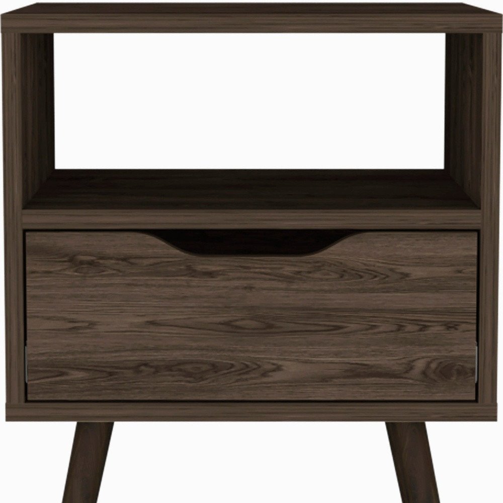Brown Wood One Drawer Nightstand - 25-inch