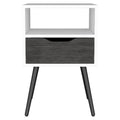 Gray and White Wood One Drawer Nightstand - 25-inch