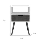 Gray and White Wood One Drawer Nightstand - 25-inch