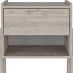 Light Gray Wood One Drawer Nightstand - 22-inch