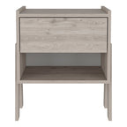 Light Gray Wood One Drawer Nightstand - 22-inch