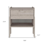 Light Gray Wood One Drawer Nightstand - 22-inch