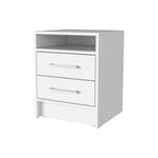 White Wood Two Drawer Nightstand - 20-inch