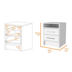 White Wood Two Drawer Nightstand - 20-inch