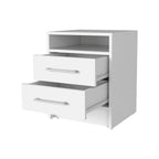 White Wood Two Drawer Nightstand - 20-inch