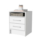 White Wood Two Drawer Nightstand - 20-inch