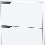 White and Natural Wood Two Drawer Nightstand - 20-inch