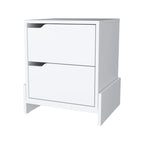 White Wood Two Drawer Nightstand - 20-inch