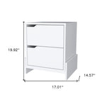 White Wood Two Drawer Nightstand - 20-inch