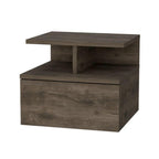 Brown Wood One Drawer Floating Nightstand - 14-inch