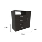 Black Wood Four Drawer Dresser - 36-inch