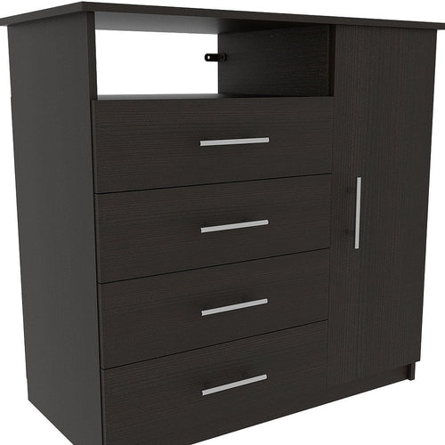 Black Wood Four Drawer Dresser - 36-inch