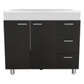Black Wood Gloss Finish Door Accent Cabinet with Three Drawers - 39-inch