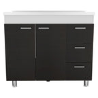 Black Wood Gloss Finish Door Accent Cabinet with Three Drawers - 39-inch