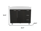 Black Wood Gloss Finish Door Accent Cabinet with Three Drawers - 39-inch