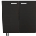 Black Wood Gloss Finish Door Accent Cabinet with Three Drawers - 39-inch