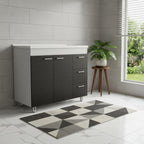 Black Wood Gloss Finish Door Accent Cabinet with Three Drawers - 39-inch